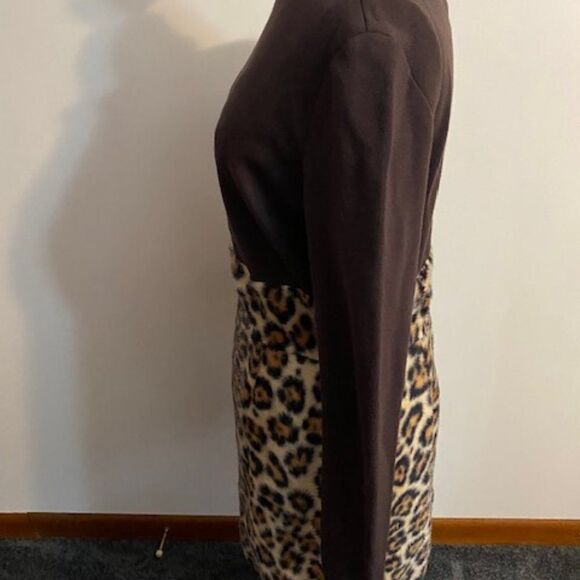 Symphony Vintage 60-70 Brown and Cheetah print dress, size 16 - Picture 4 of 5